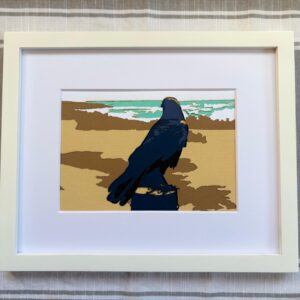 Matted Layered Papercraft - 5x7 - Crow by the Sea