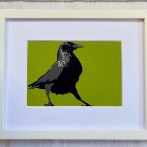 5x7 Handmade Crow Art - Matted Layered Papercraft - All Smiles