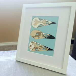 5x7 Handmade Crow Art - Matted Layered Papercraft - Three Views
