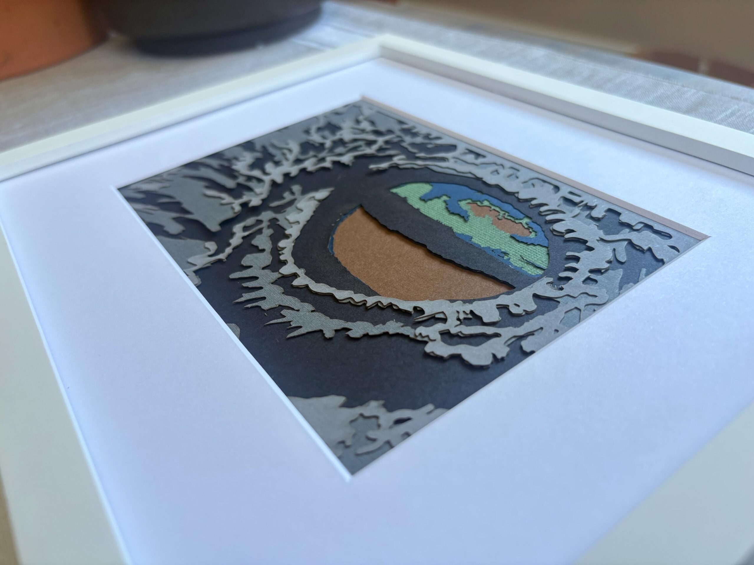 5x7 Handmade Crow Art - Matted Layered Papercraft - Eye of the Beholder - Image 2