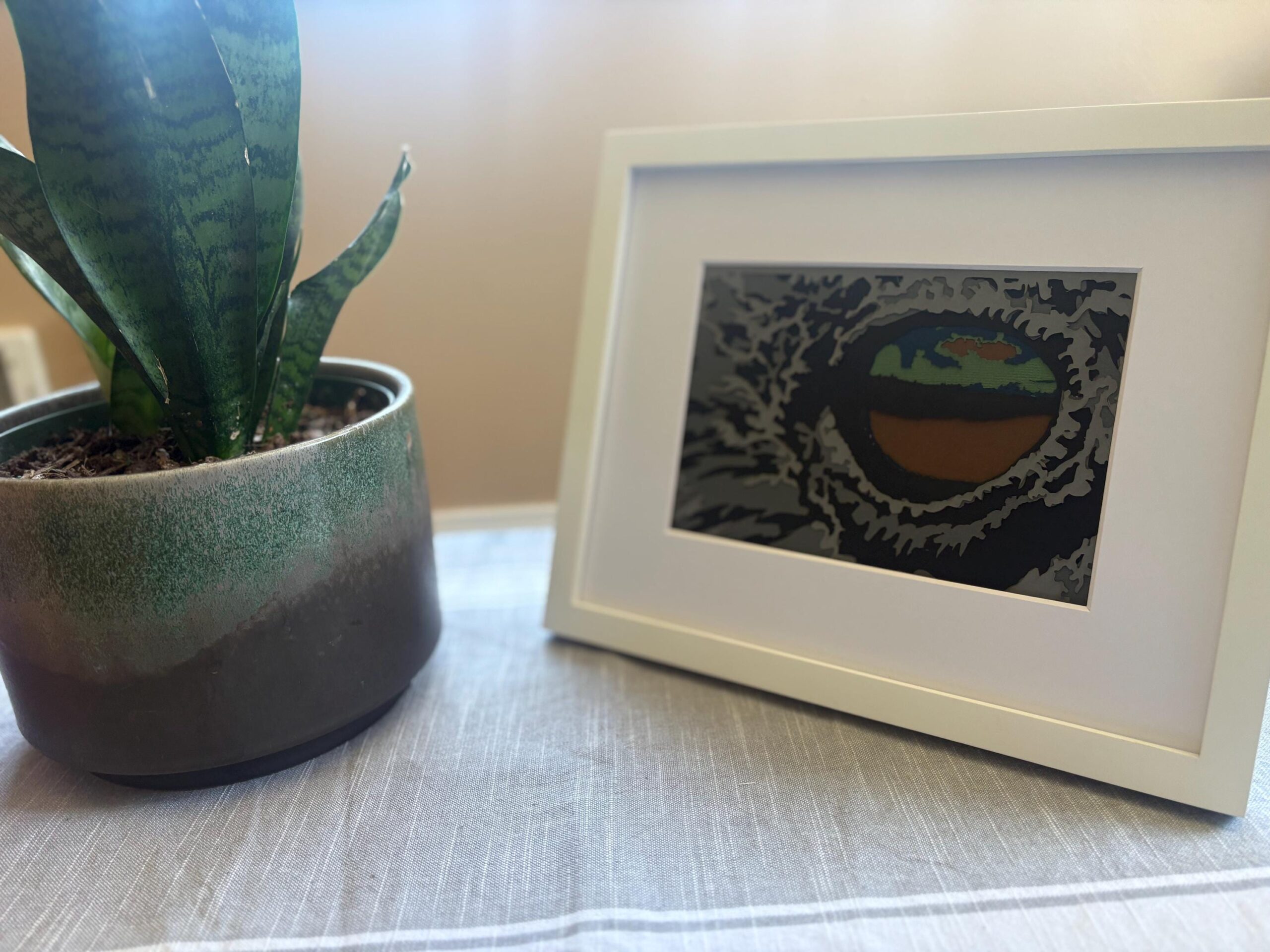 5x7 Handmade Crow Art - Matted Layered Papercraft - Eye of the Beholder - Image 3