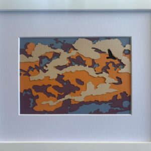 5x7 Handmade Crow Art - Matted Layered Papercraft - There she soars